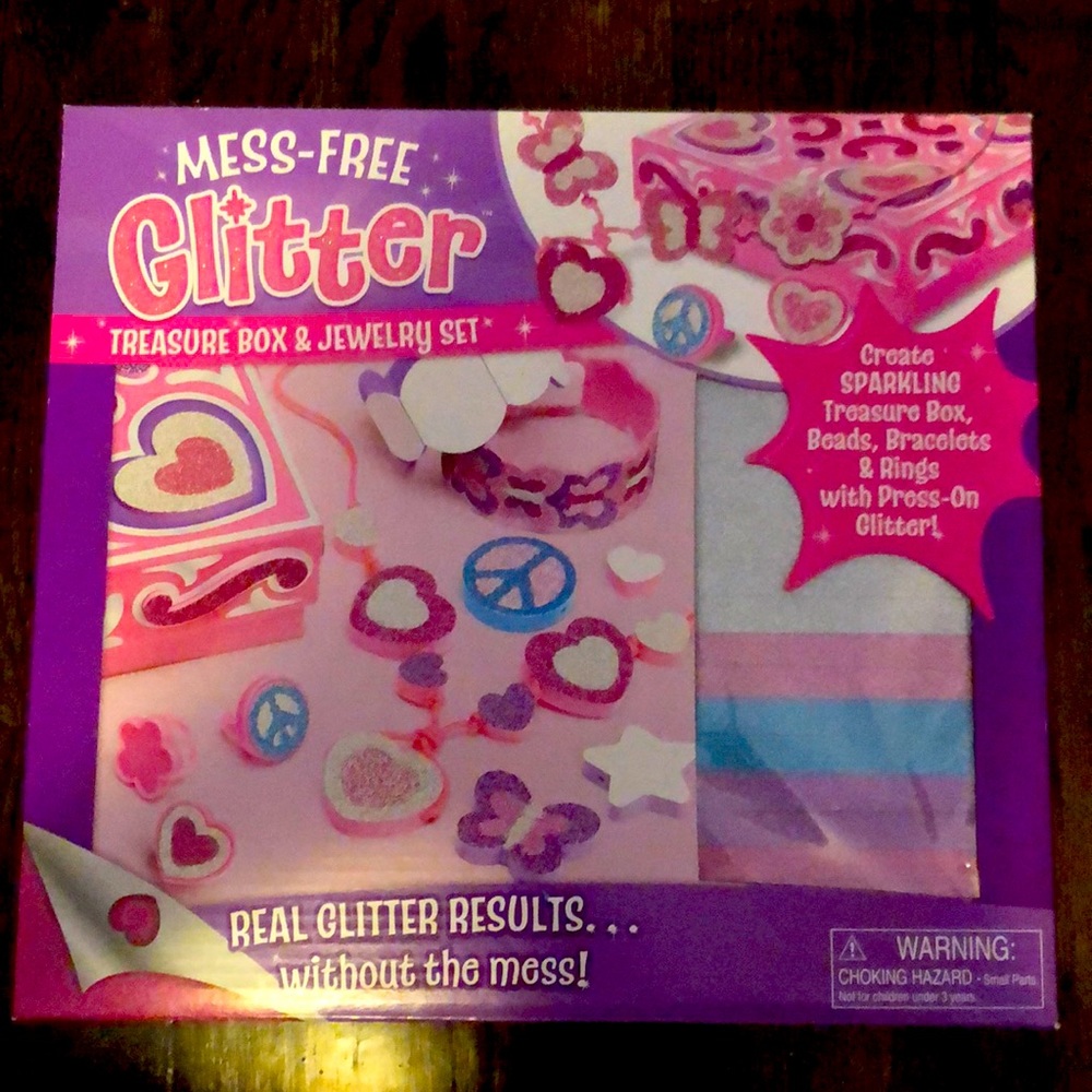 Mess-Free Glitter Treasure Box & Jewelry Set New in box